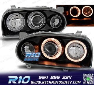 FAROS VOLKSWAGEN VW GOLF 3 OJOS ANGEL NEGROS + INTERMITENTES