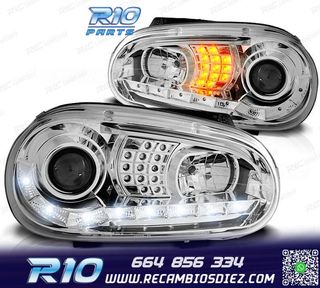 FAROS VOLKSWAGEN VW GOLF 4 DAYLIGHT CROMADOS INTERMITENTES L