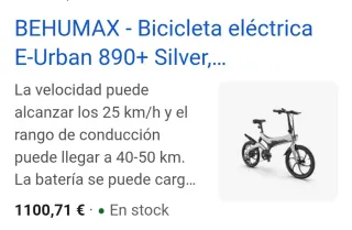 Bici Eléctrica Plegable BEHUMAX E-URBAN 890