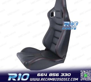KIT ASIENTO DEPORTIVO SEMI BAQUET ESTILO RS CUERO NEGRO COST