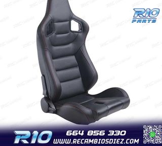 KIT ASIENTO DEPORTIVO SEMI BAQUET ESTILO RS CUERO NEGRO COST