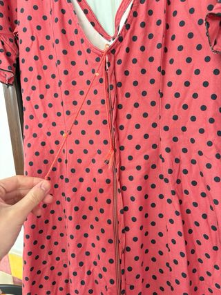 Traje de Flamenca Coral Lunares Negros