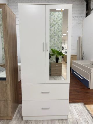 Armario 2 puertas espejo y cajones