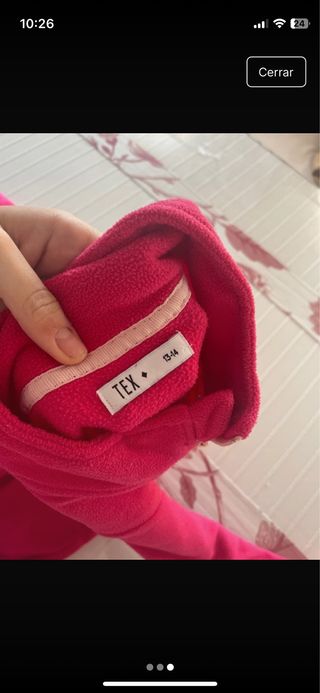 Forro Polar Rosa Media Cremallera, talla 13-14