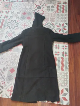 Abrigo largo mujer negro cremallera