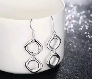 Nuevos Pendientes largos y Collar plata 925 joyas