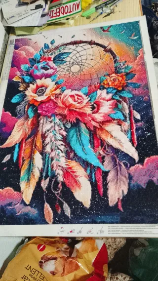 Cuadro Diamond Painting Atrapasueños Flores