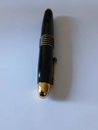 Pluma negra con detalles dorados