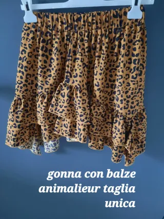 Gonna con balze animalier taglia unica
