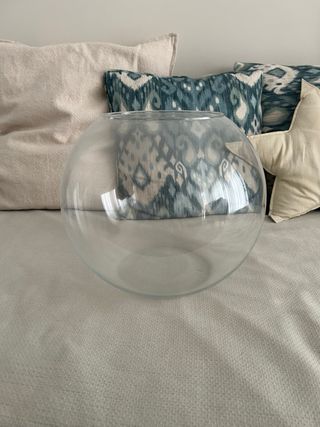 Jarrón pecera grande de cristal. Tamaño 33x33 cm