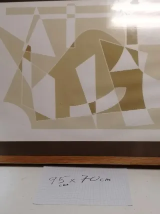 Cuadro geométrico beige y blanco