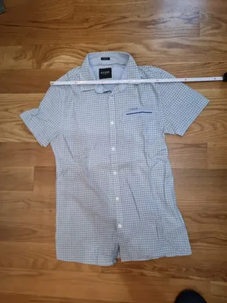 Camisa Guess Talla S Cuadros Azul y Blanco