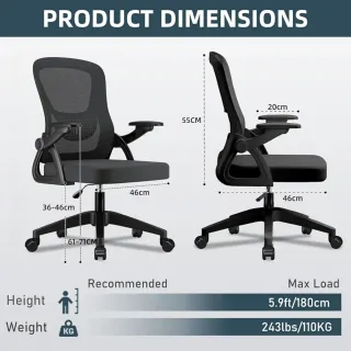 Silla de Oficina Reposabrazos Abatibles