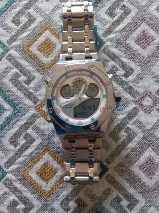 Reloj Skyline Analógico y Digital Plata