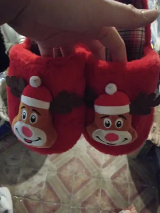Pantofole di natale con rella rosse suola in stoff