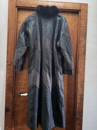Abrigo de piel auténtica largo Vintage