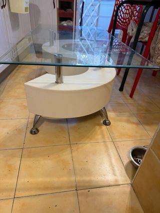 Mesa de centro cristal y metal