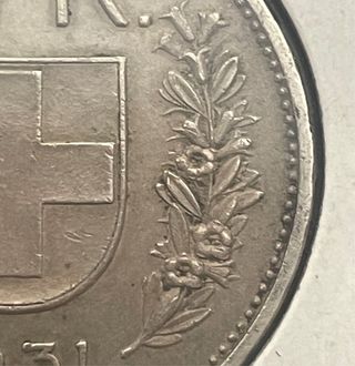 5 Francos Suiza 1931. Efigie Herdsman, pastor