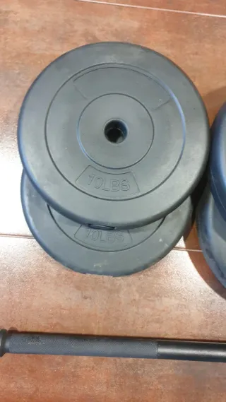 Juego discos de peso y barra