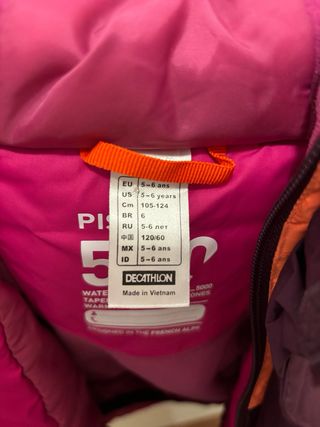 Chaqueta de esquí infantil multicolor 124cm 6 años