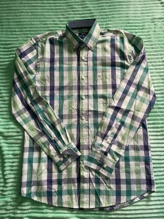 Camisa Hispano Dress cuadros verde y azul