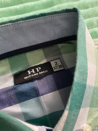Camisa Hispano Dress cuadros verde y azul