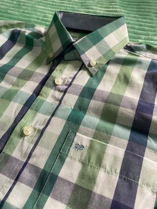 Camisa Hispano Dress cuadros verde y azul
