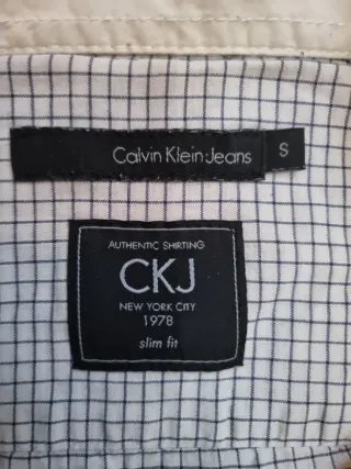 Camisa Calvin Klein Talla S Cuadros Blanco y Negro