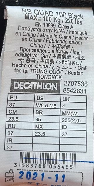 Patines Oxelo 4 Ruedas Talla 37 Negros