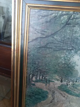 Cuadro paisaje madera y papel