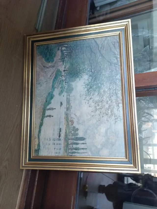 Cuadro paisaje madera y papel