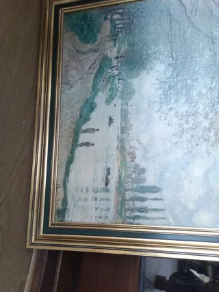 Cuadro paisaje madera y papel