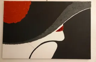 Quadro moderno astratto donna con cappello