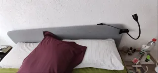 Estructura de cama SLATTUM gris y verde