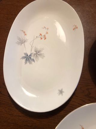 Set Piatti Porcellana con Fiori Arancio