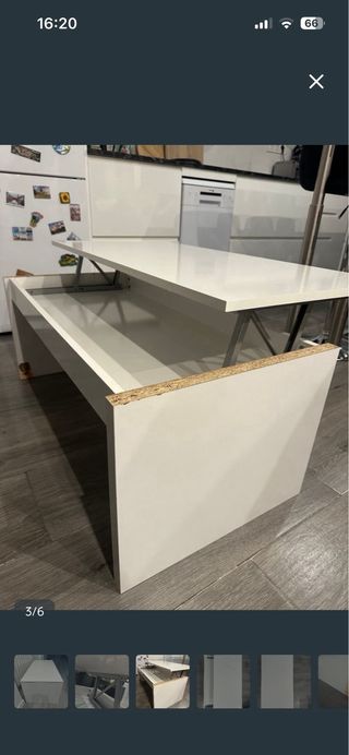 Mesa de centro salón madera y blanco