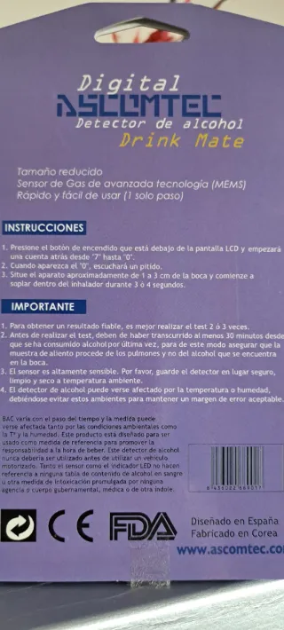 Detector de alcohol digital ASLUMTEL