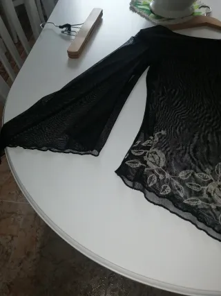 Blusón transparente negro con bordado