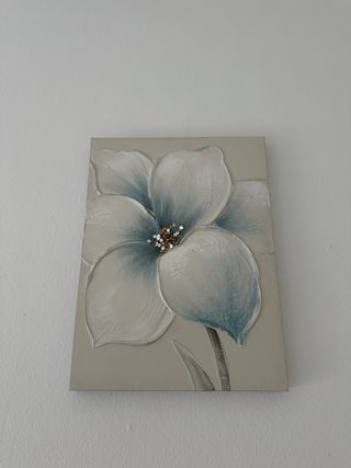 Cuadro Decorativo Flores Beige y Azul