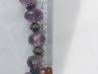 Antica collana ametista sfaccettata e lega d' arg.