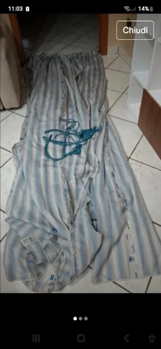 Tende a righe grigie e celesti