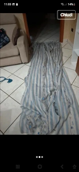 Tende a righe grigie e celesti