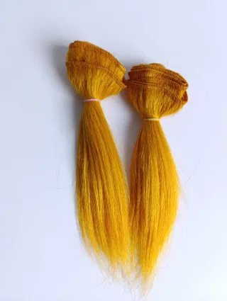 Capelli giallo oro per bambole, lisci naturale