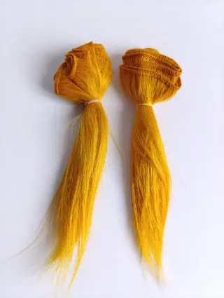 Capelli giallo oro per bambole, lisci naturale