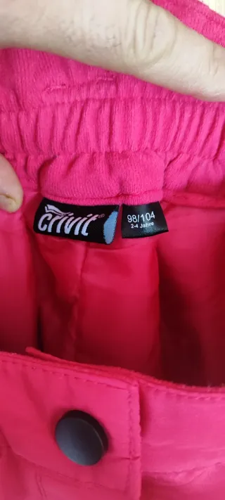 Pantalones de esquí para niña rosa 2-4 años