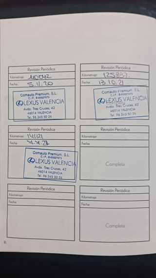 Lexus RX450h, año 2015, libro de manteniento