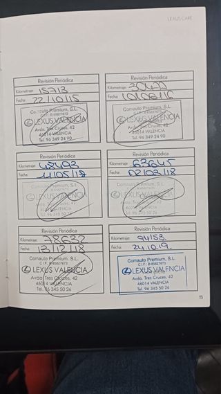 Lexus RX450h, año 2015, libro de manteniento