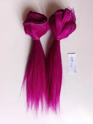 Capelli naturali viola per bambole, lisci naturale
