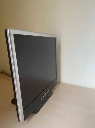 Pantalla de ordenador plata y negra.