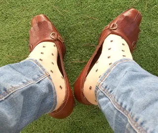 Zapatos tacón medio marrones talla 37